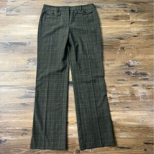 Etcetera Brown Tan Green Plaid Pockets Women's Dress Trouser Pants Slacks